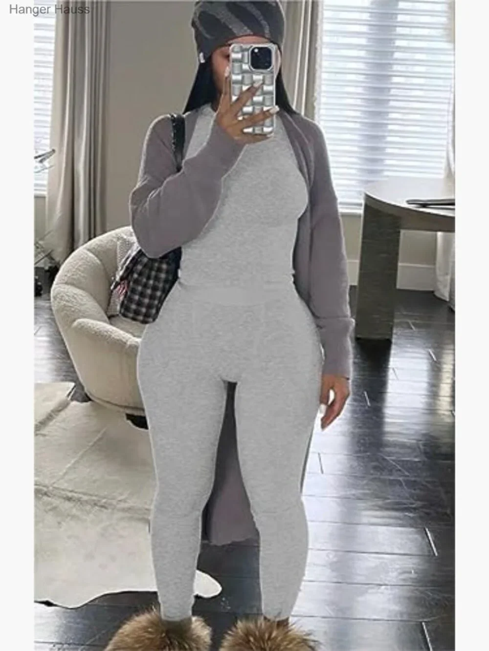 Ribbed 2 Piece Outfit - Long Sleeve Tee & Leggings/Shorts Set_4